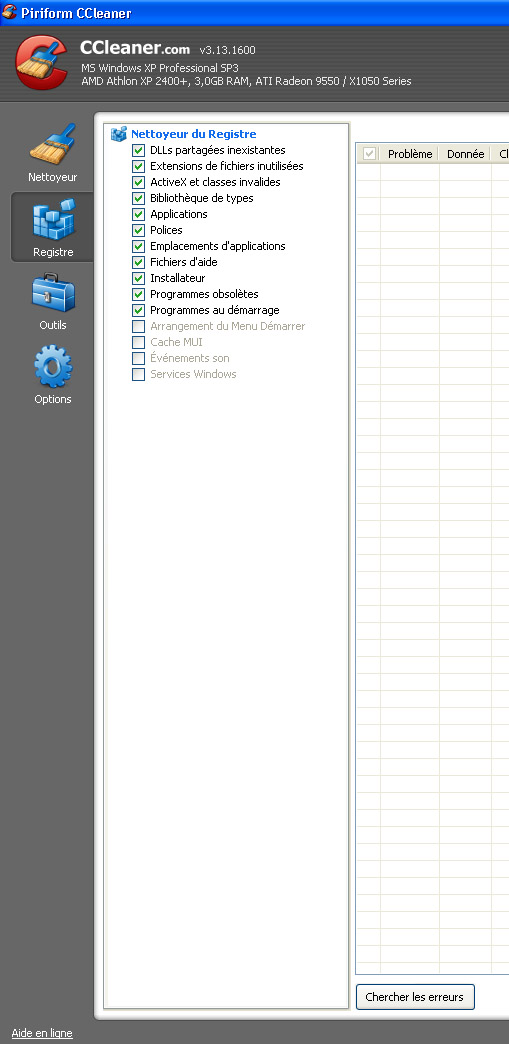 CCleaner Réglage Nettoyeur Régistre