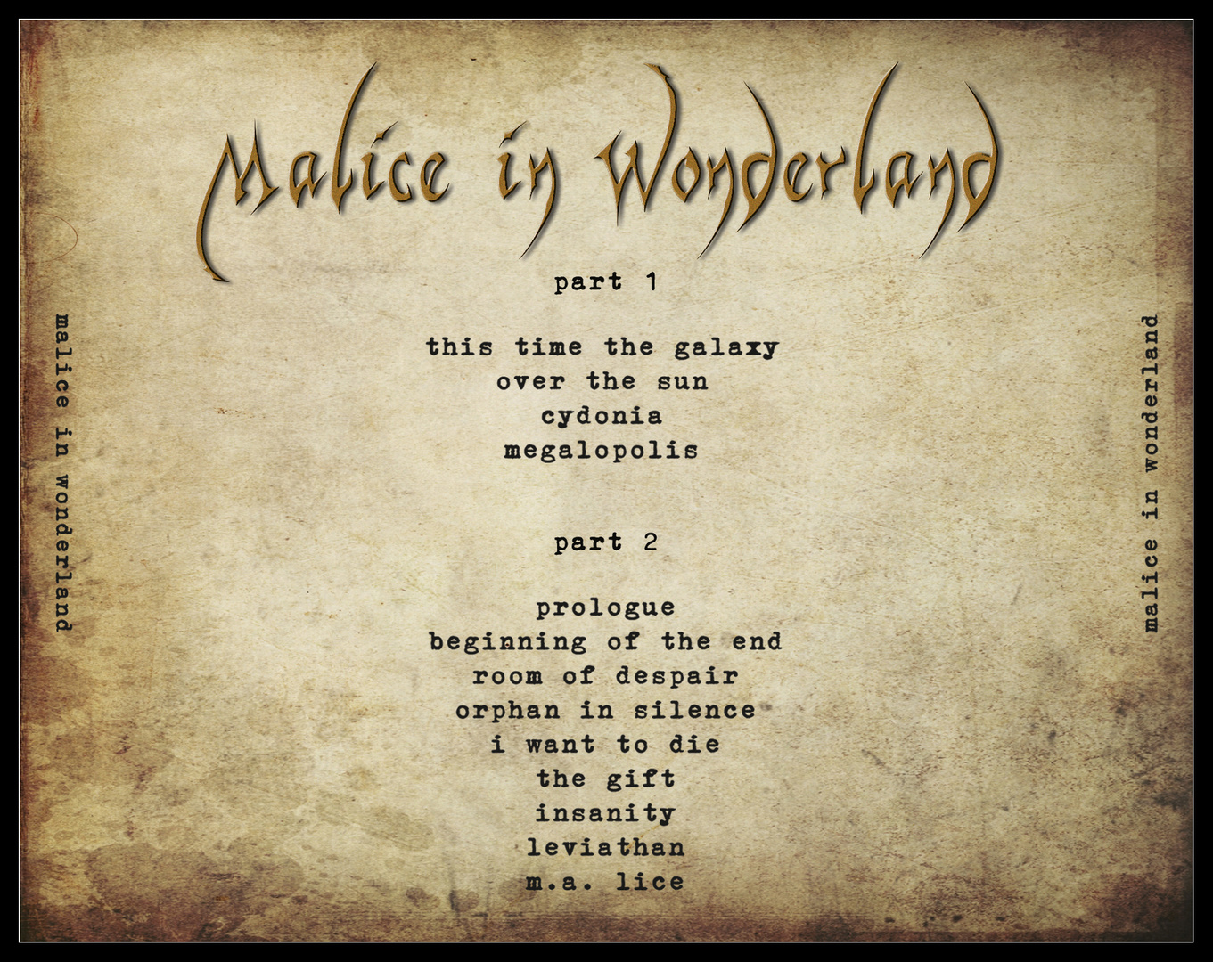 CD - Cover - Malice In Wonderland - Inlay