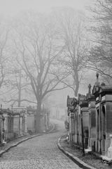 Cemetery at fog