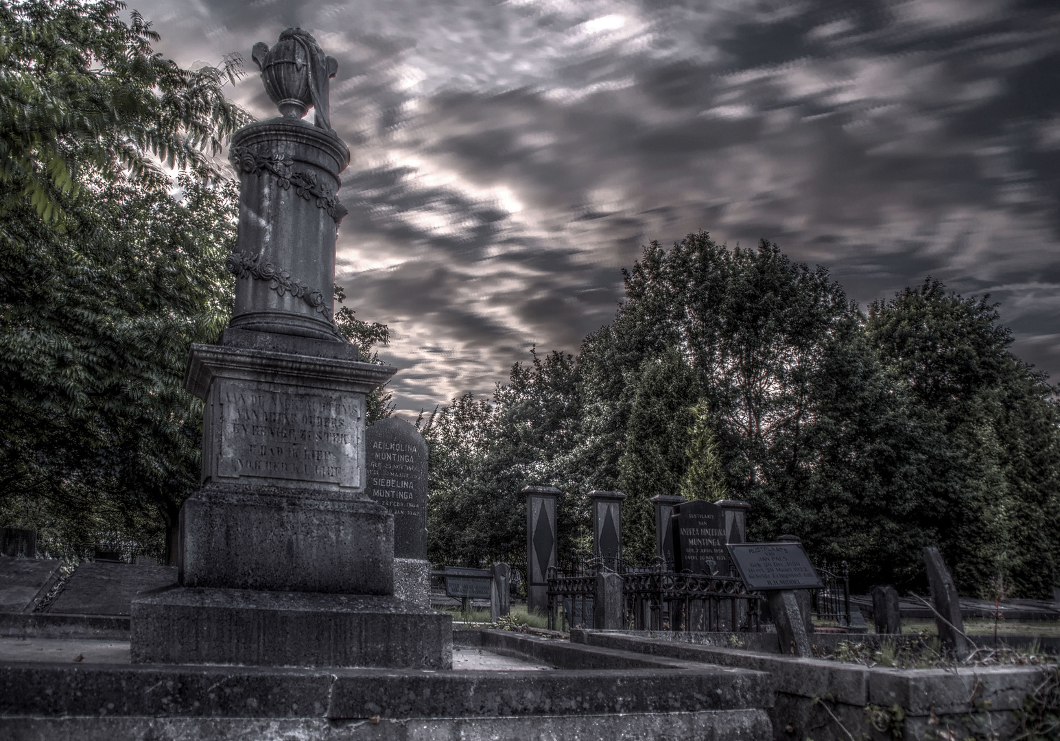 Cemetery at night