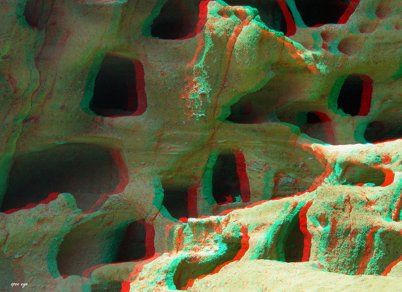  Cenobio de Valeron Höhlen  - Anaglyphen