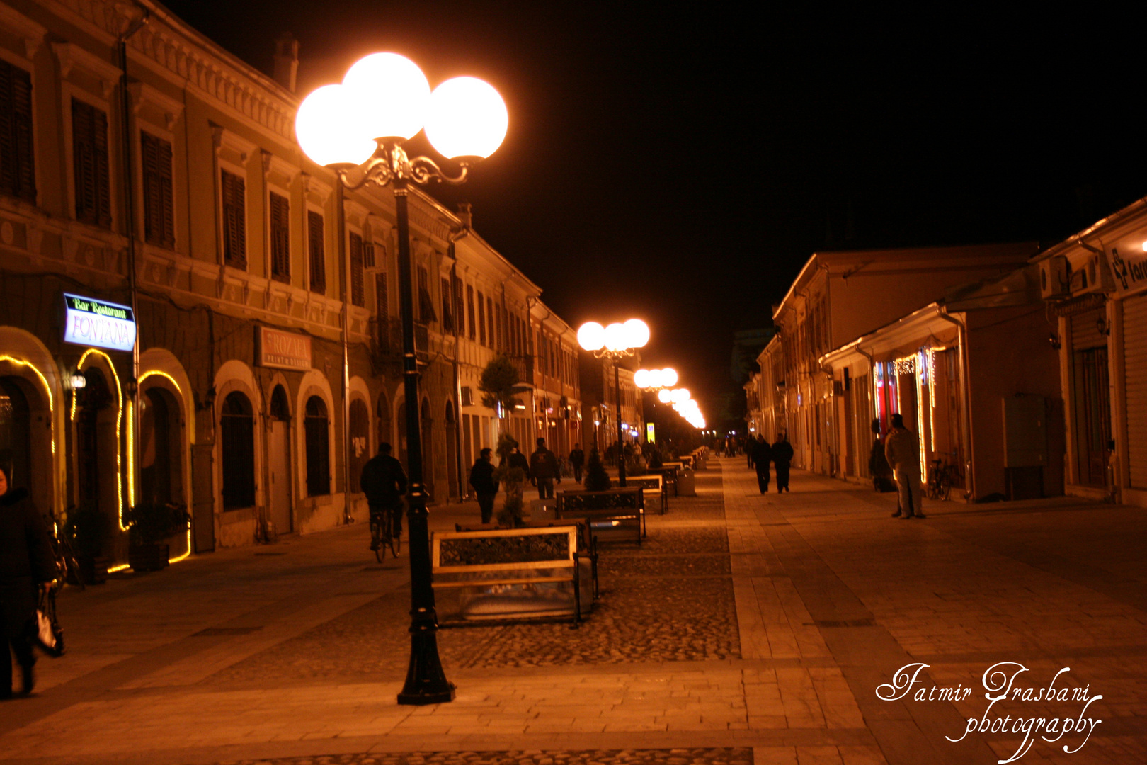 Center of Shkodra at night....