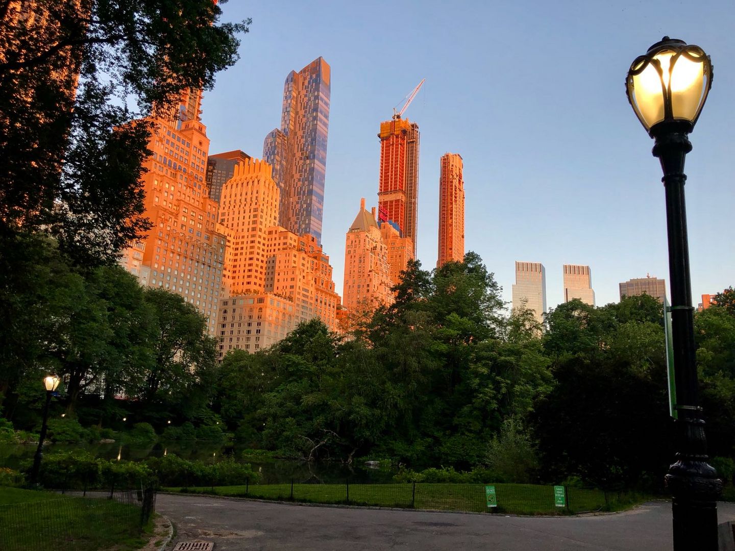 Central Park NY Manhattan early morning view to w57th st 