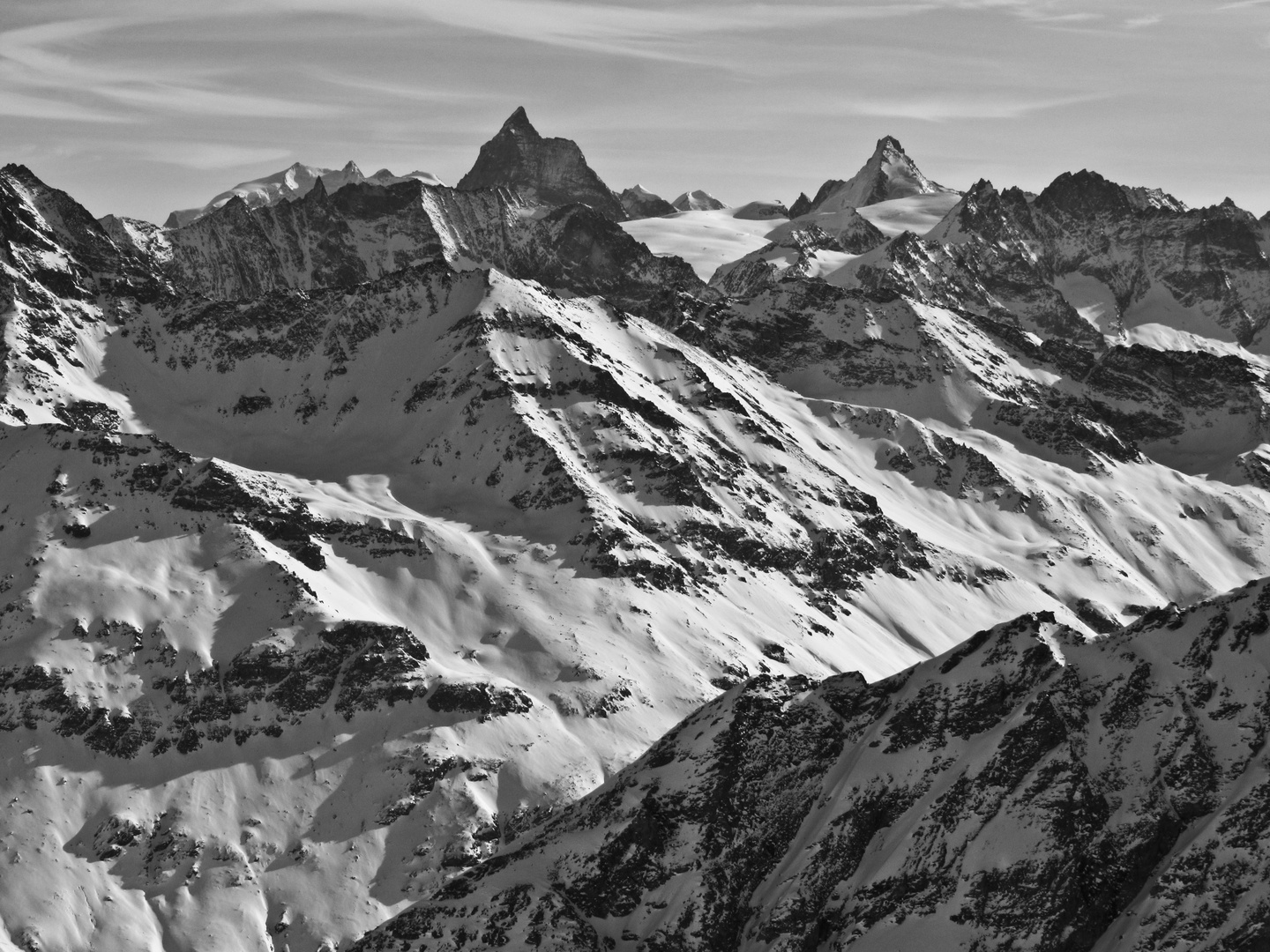 cervin et dent d'herens depuis la rosa-blanche