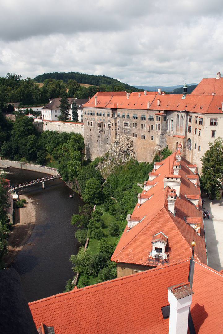 Cesky Krumlov - Blick vom Schloss auf die Moldau