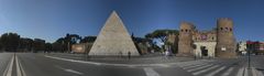 Cestius-Pyramide und der Porta San Paolo in Rom