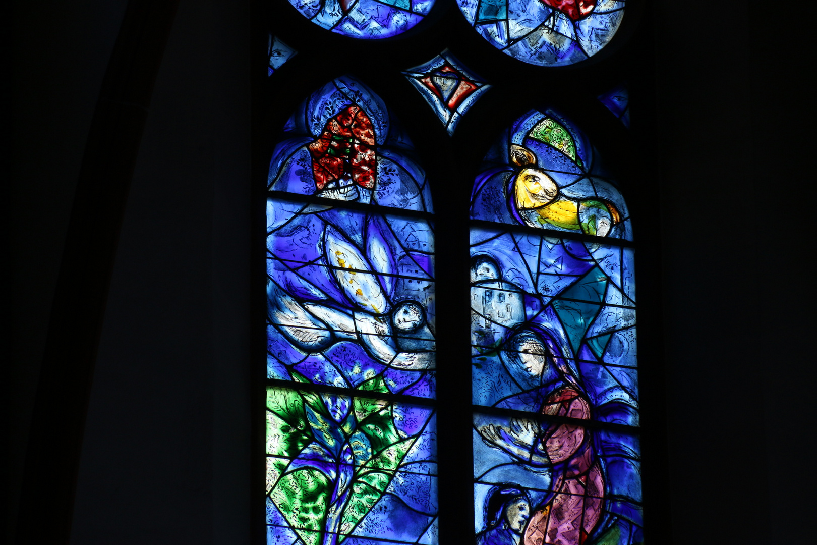 Chagall-Fenster, Detail-Aufnahme in St. Stephan Mainz