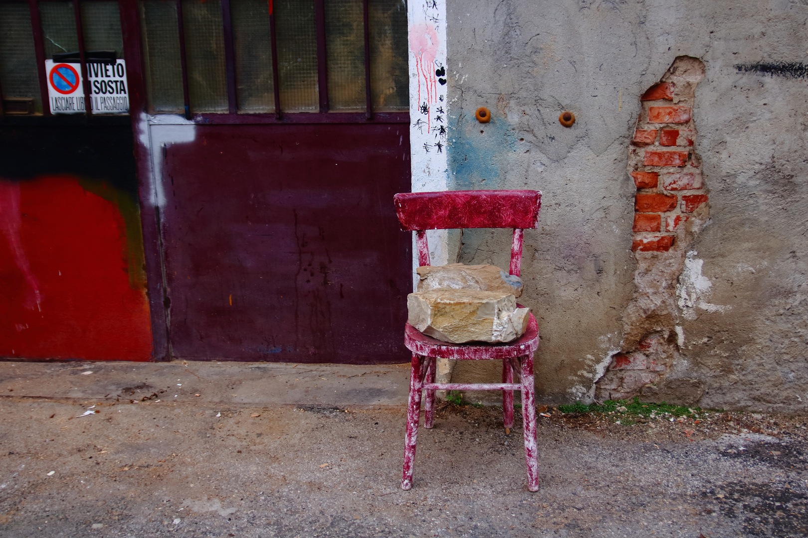 Chair with rocks