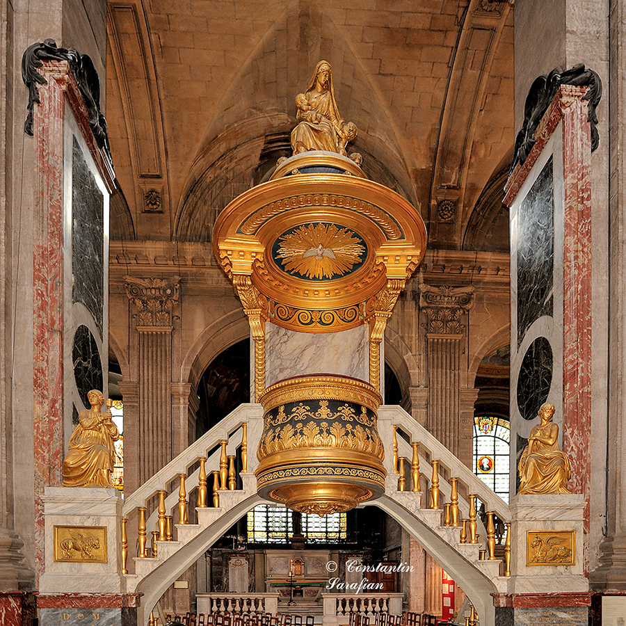 Chaire dans l'église Saint Sulpice, Paris photo et image architecture, architecture religieuse