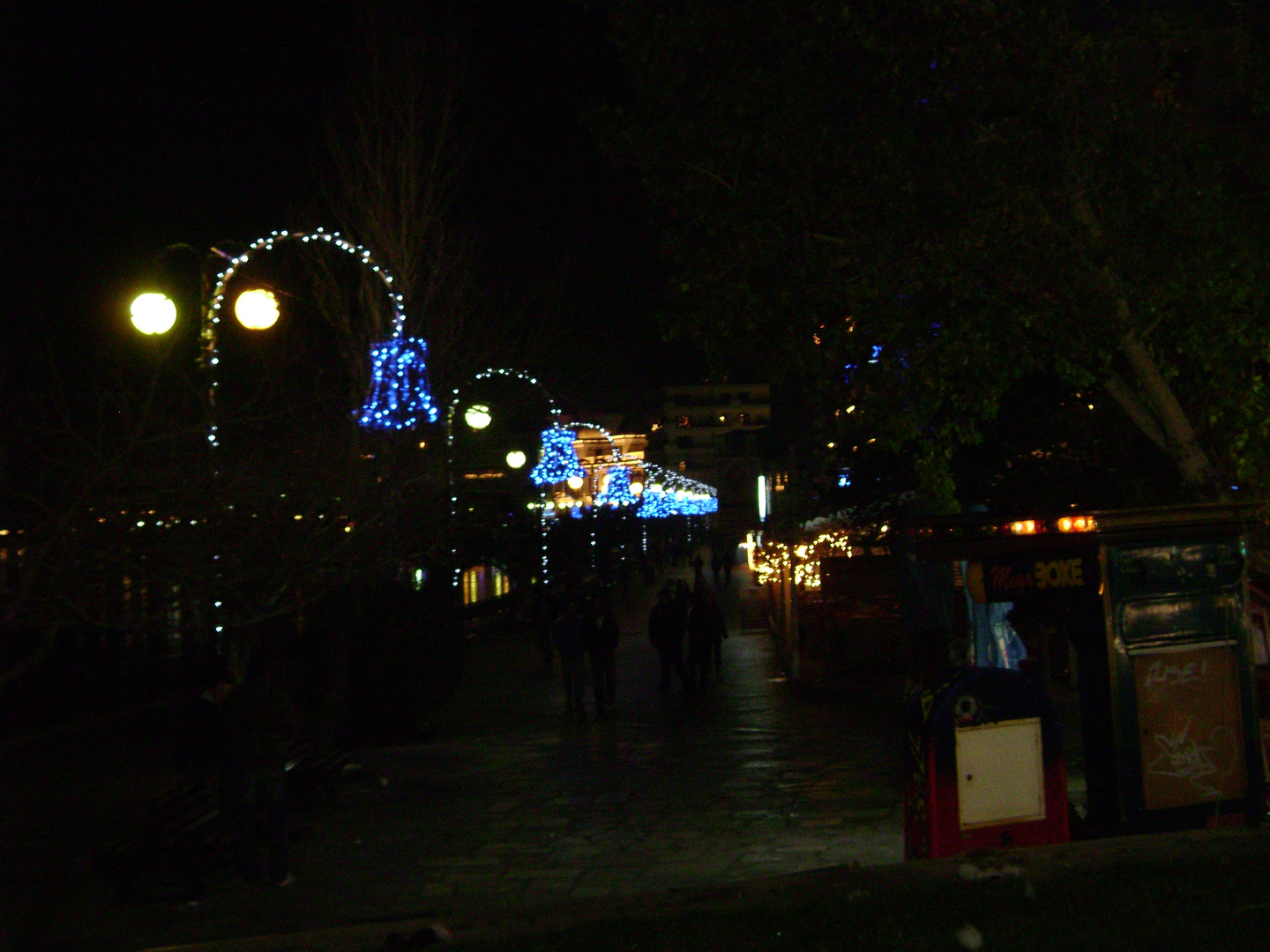 Chalkida Evia Greece The water front decorated for Chrismas