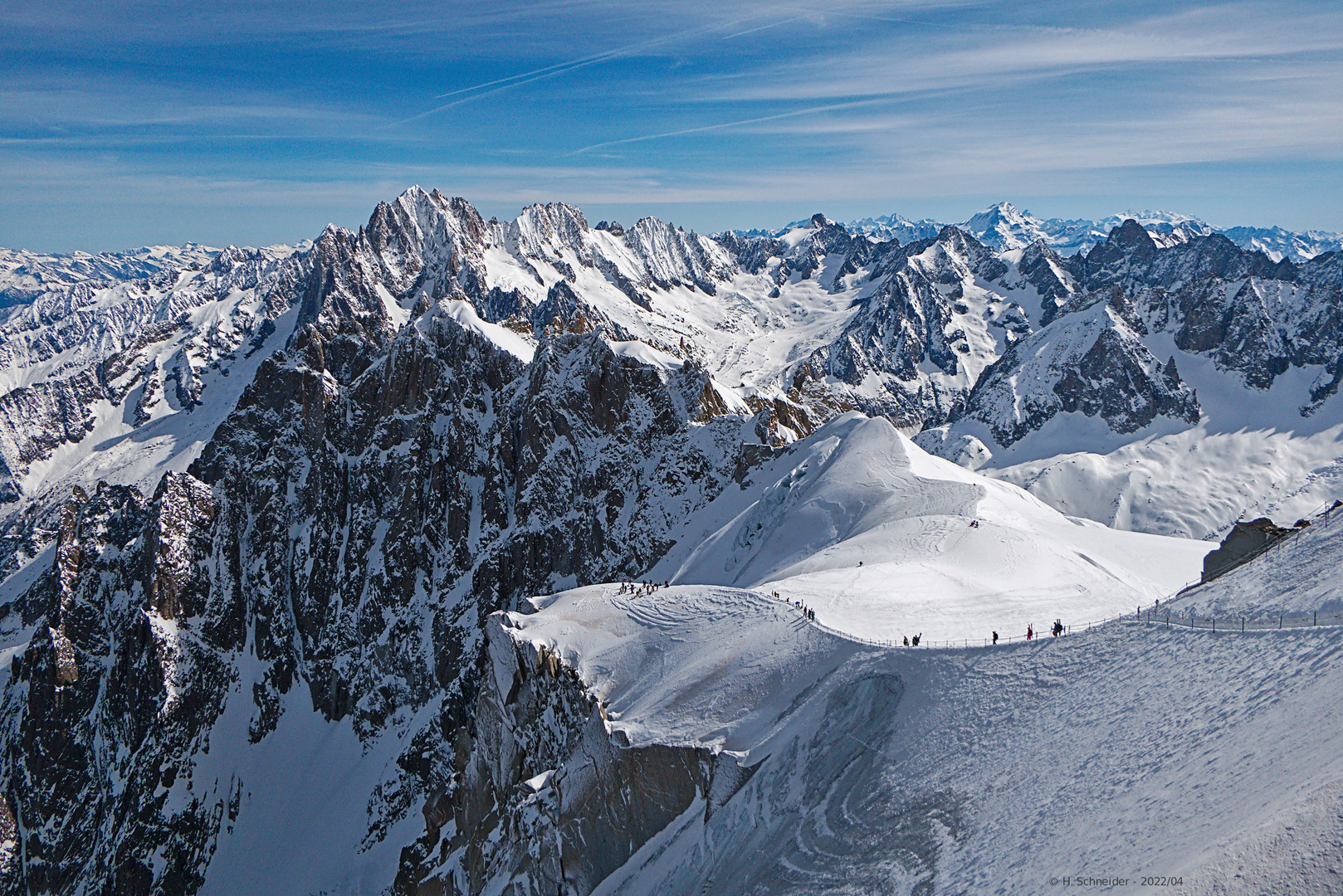Chamonix-Mont-Blanc - Panoramablick am Aiguille du Midi