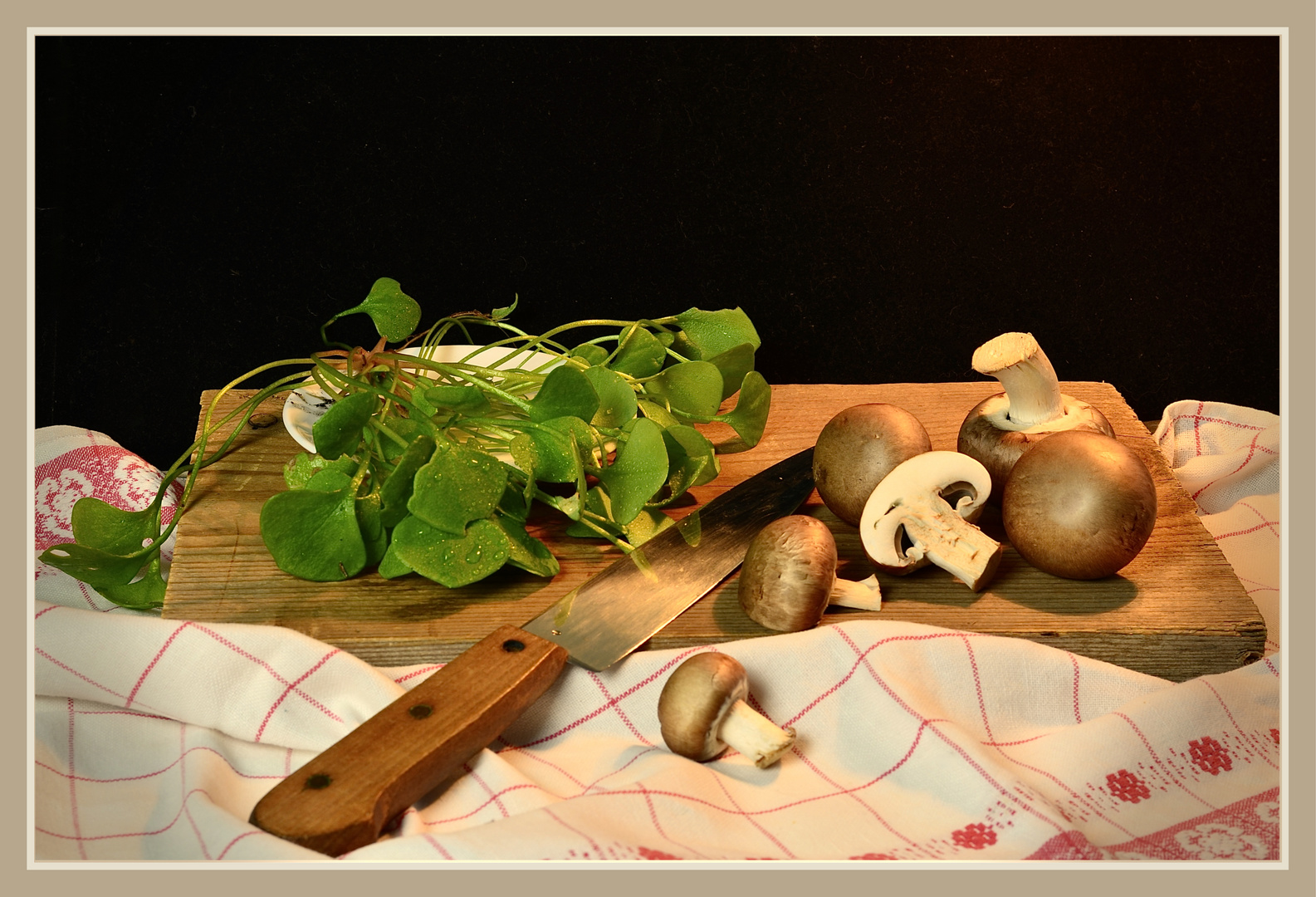 Champignons mit Postelein