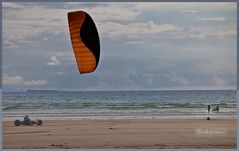 Char à voile sur la plage de Pentrez, Bretagne, Finistère