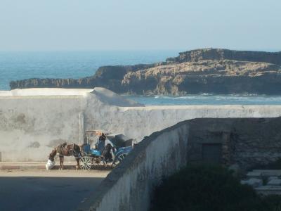 charette devant l'océan