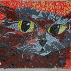 ..Chat en mosaïque, Sur le mur d'une maison....