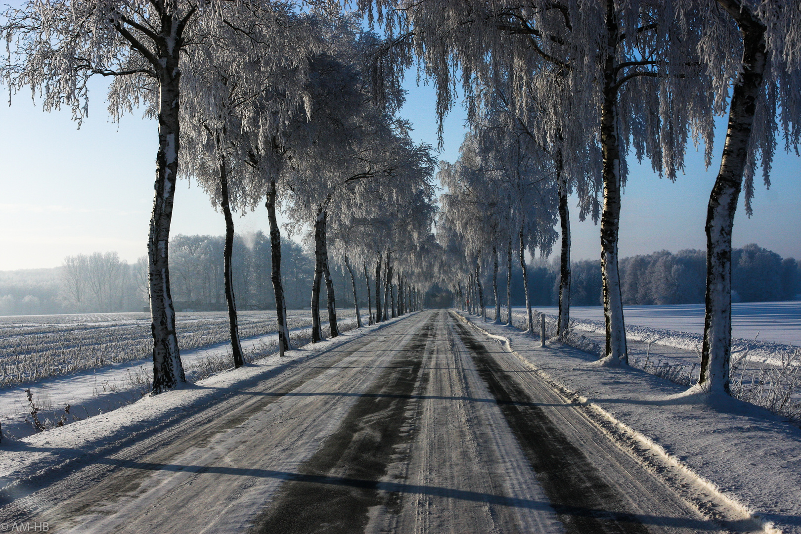 Chaussee bei Rautendorf im Winter