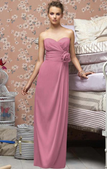 Cheap Pink Floor Length Bridesmaid Dress