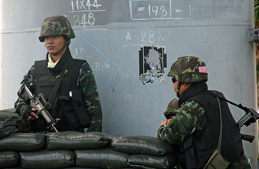 Checkpoint Thai Army on Rama 1 Road in Bangkok