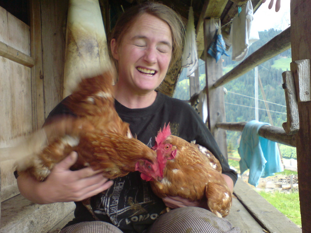 Chefkäser Bernadette mit Huhn