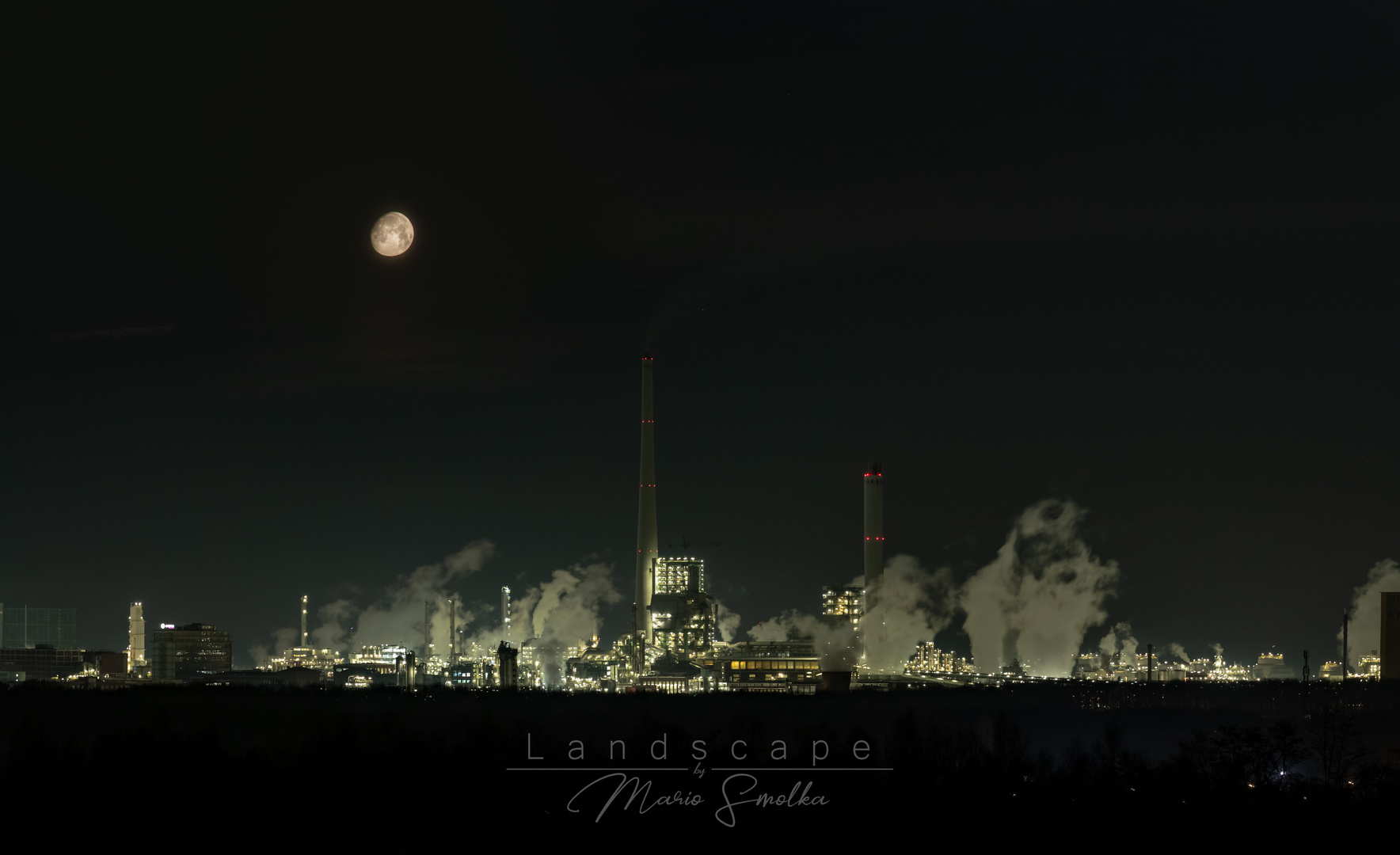 Chemiepark Marl bei Nacht Panorama