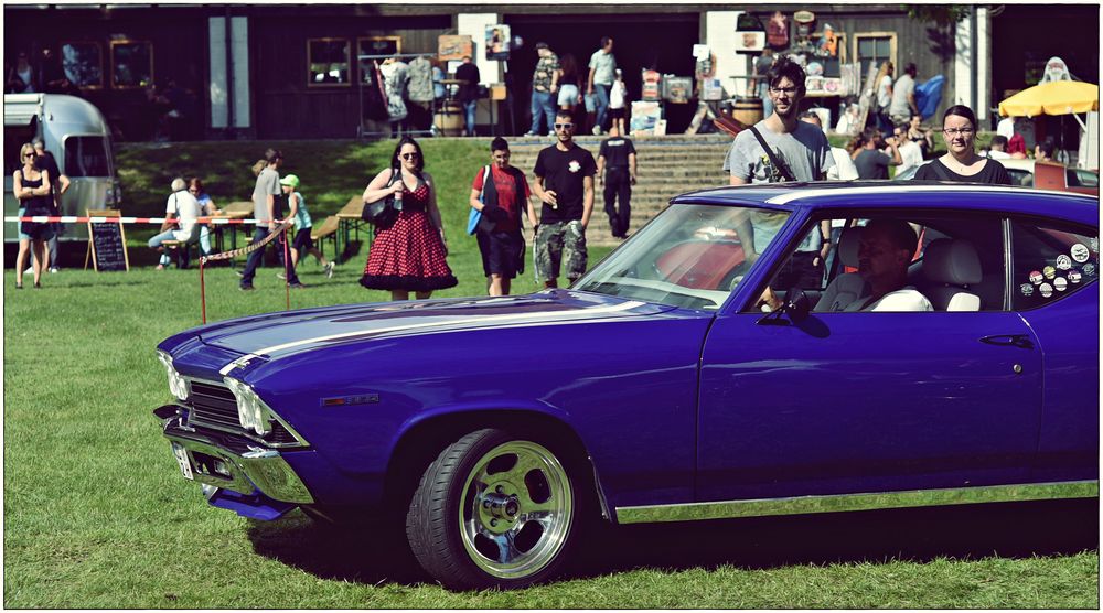 Chevelle, blau, V8, retro