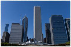 Chicago, Blick auf die Wolkenkratzer vom Milennium Park aus