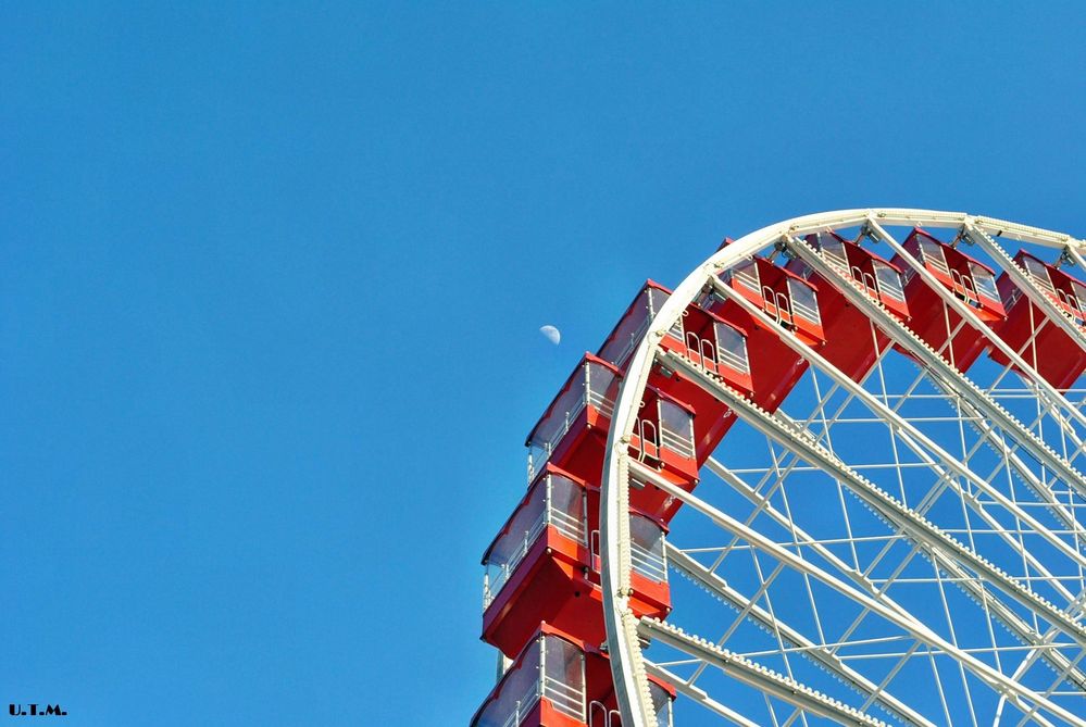 Chicago Navy Pier Riesenrad und Mond