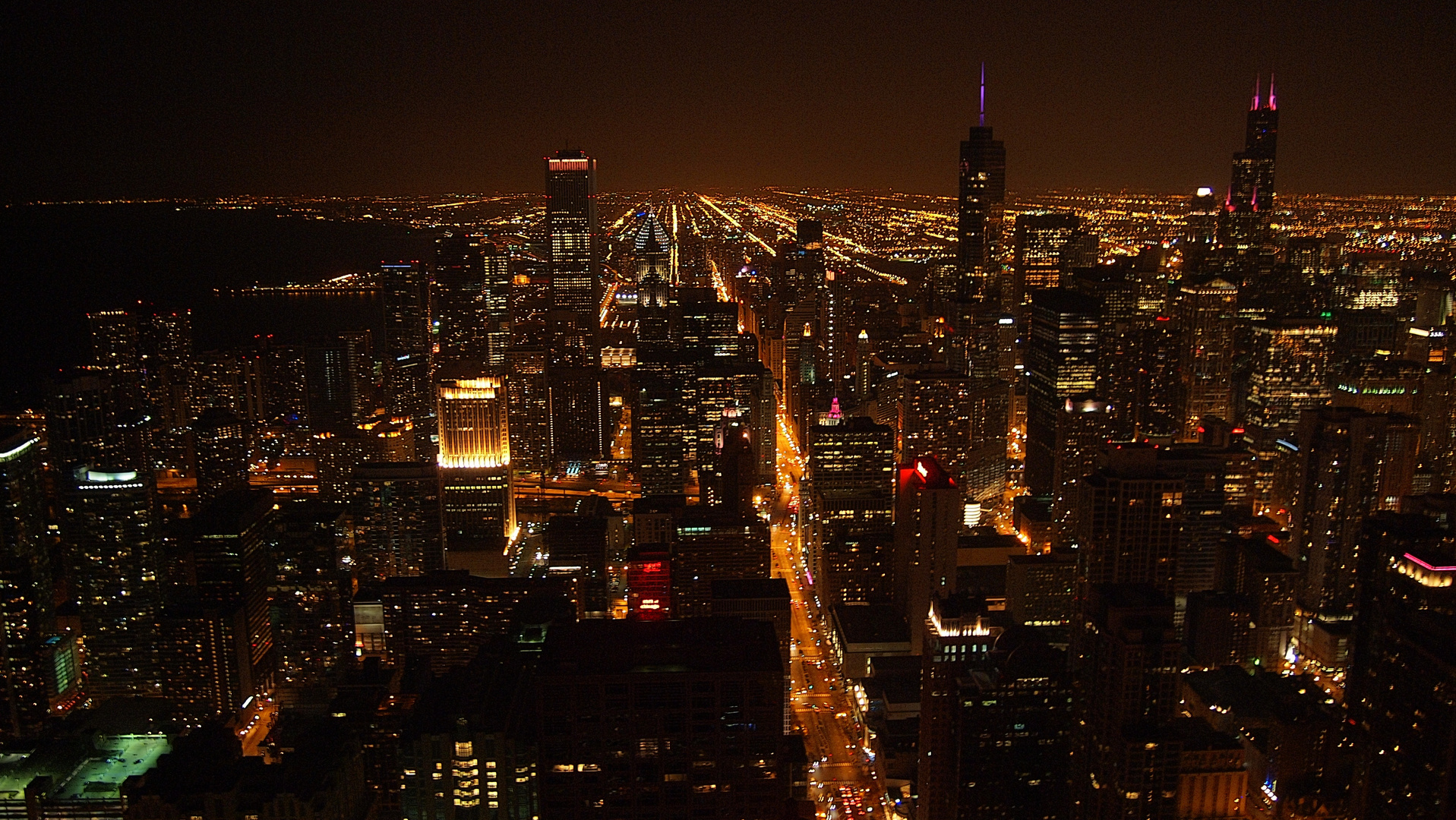 Chicago Night View Signature Room Foto Bild North