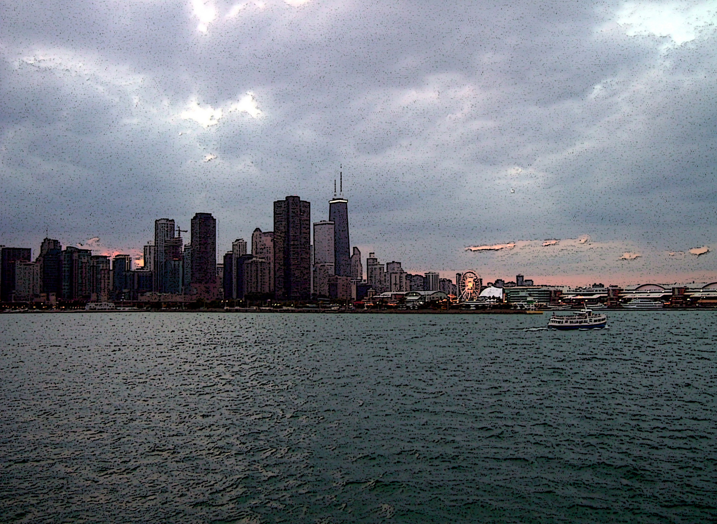 Chicago Skyline II (als Komikzeichnung verfremdet)