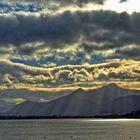 Chiemsee bei Prien/Stock Richtung Chiemgauer Alpen