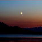 Chiemsee mit Mond und Abendstern