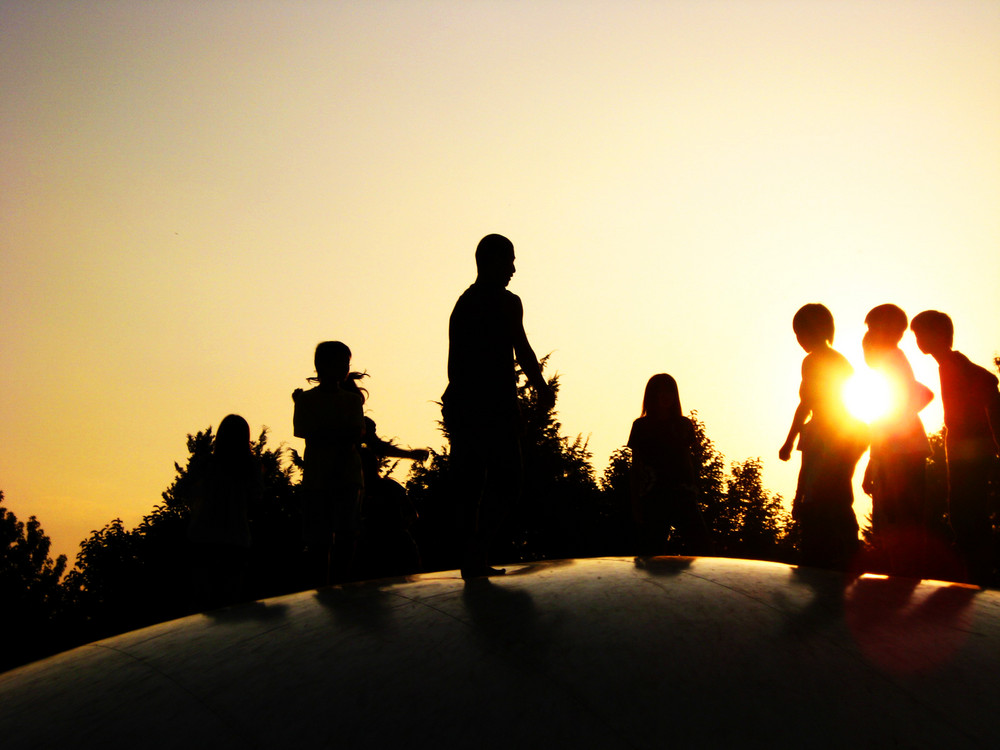 Children in the sunset