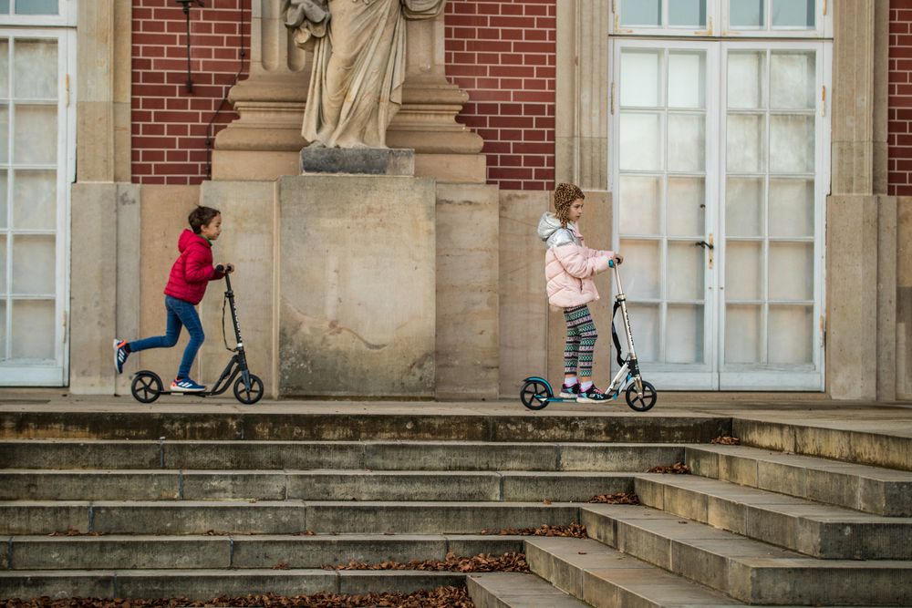 Children on scooters