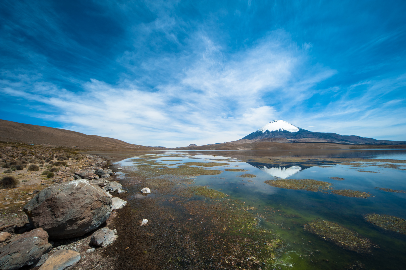 Chile: Der Vulkan Parinacota 6348m, mit dem Lago Chungará #3