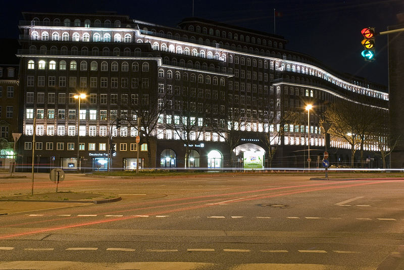 Chilehaus bei Nacht