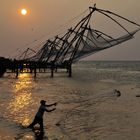 Chinese fishernets at port entrance