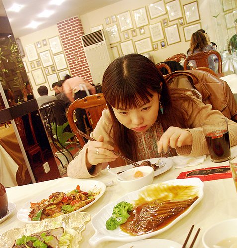 Chinese girl and chinese food