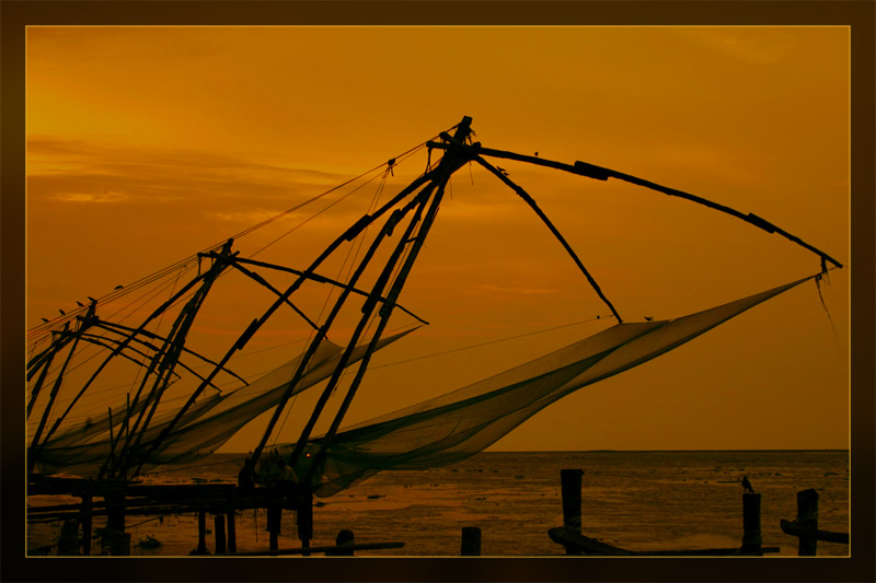 Chinesische Fischernetze in Kochin