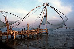 Chinesische Fischernetze von Cochin, Kerala