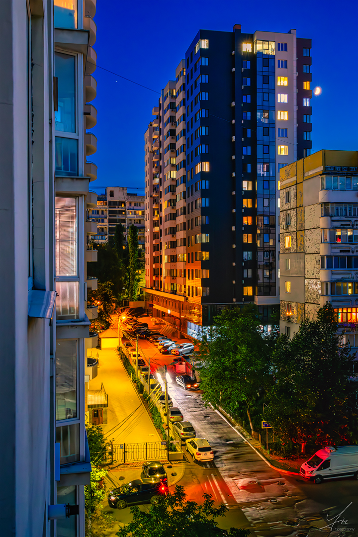 Chisinau Zentrum bei Nacht