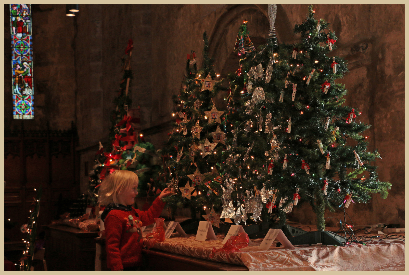 christmas trees in Corbridge Church