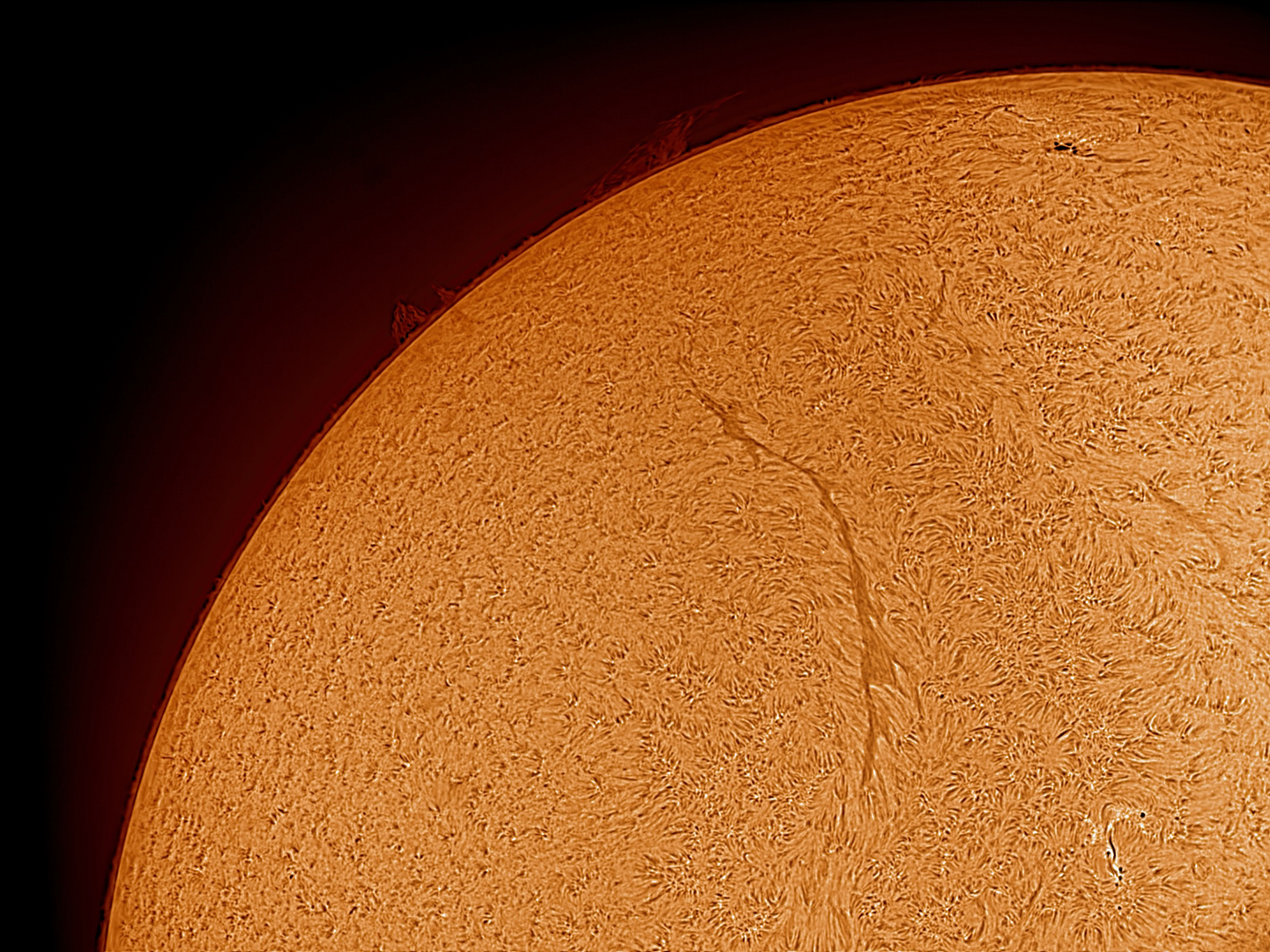 Chromoshphäre und Protuberanzen der Sonne vom 3. März 23