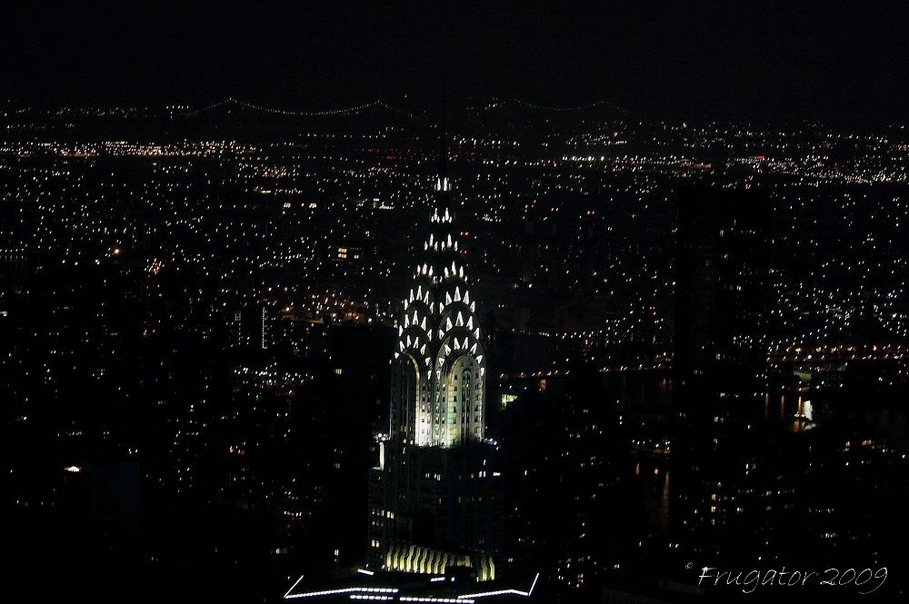 "Chrysler Building at night"...