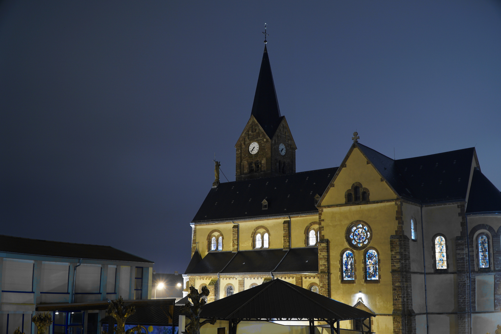 Church at night in France