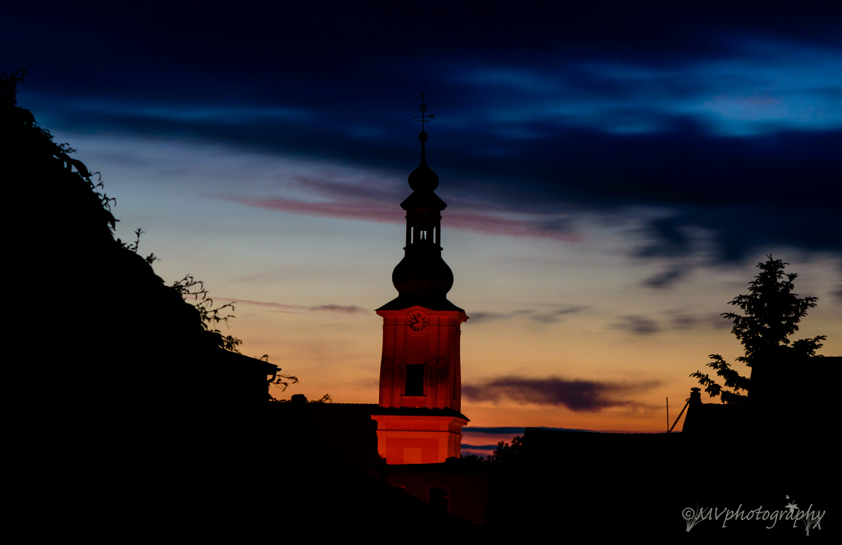 church by night