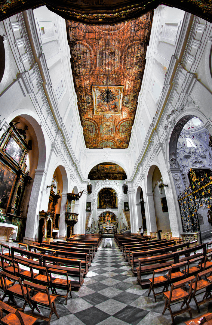 church in a fisheye view