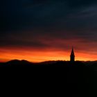 Church tower sillhouette at daybreak