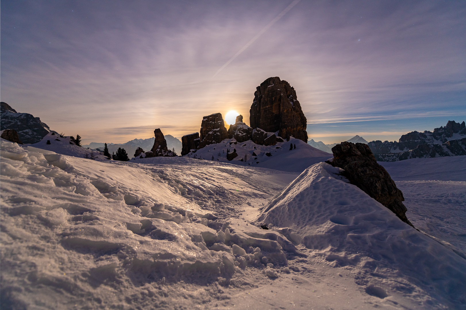 Cinque Torri im Schneemond 