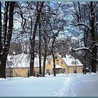 City park with Park Hotel in winter