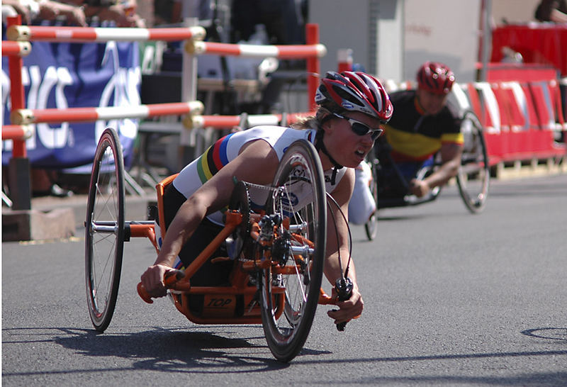 Citylauf - Handbiker - die Siegerin beim Rennen